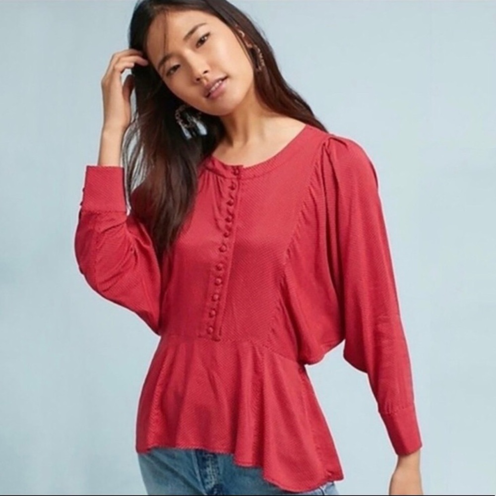 Anthropologie Maeve Polka Dot Blouse